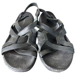 Merrell Sandals 8 Womens Agave Black Leather Strappy Slingback